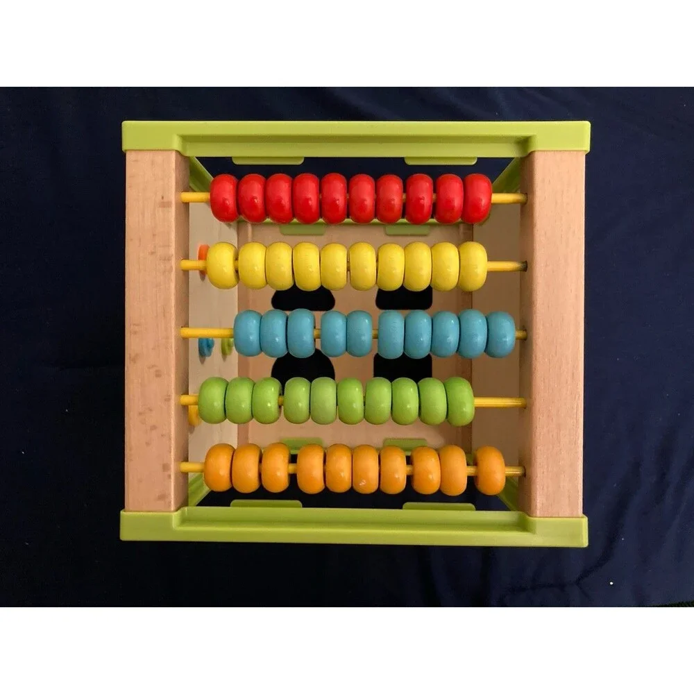 TOYVENTIVE Wooden Activity Cube Toy – Interactive Learning Play for Toddlers